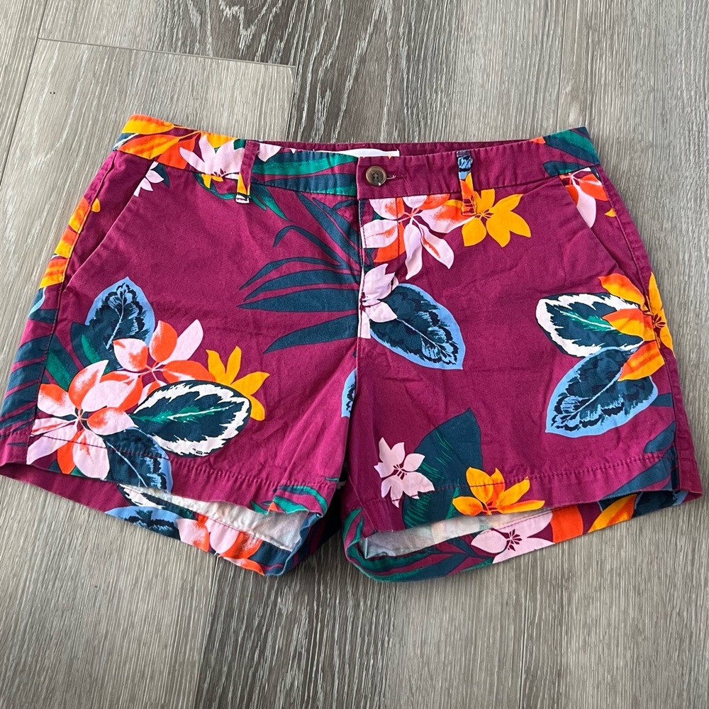 Old Navy Magenta Tropical Floral Print Shorts
